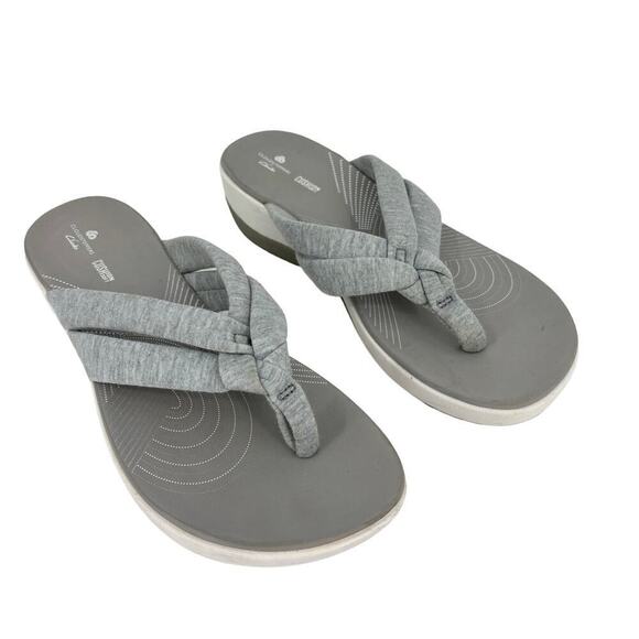 Clarks Cloudsteppers Arla Gilson Thong Sandals Cushion Soft Gray Women's Size 10 - Picture 1 of 10